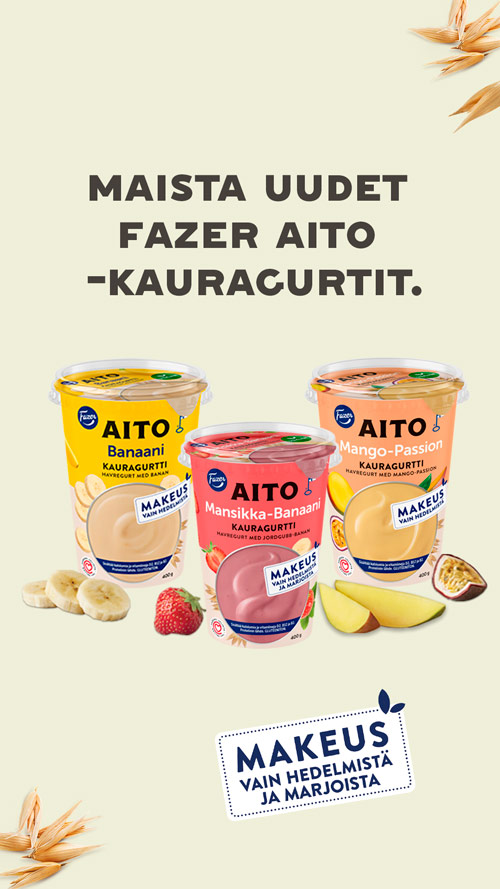 Maista uudet Fazer Aito -kauragurtit