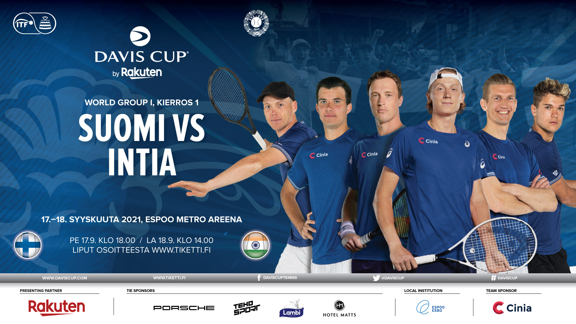 Suomi Intia Espoo Metro Areena 17.18.9.2021 Suomen Tennisliitto